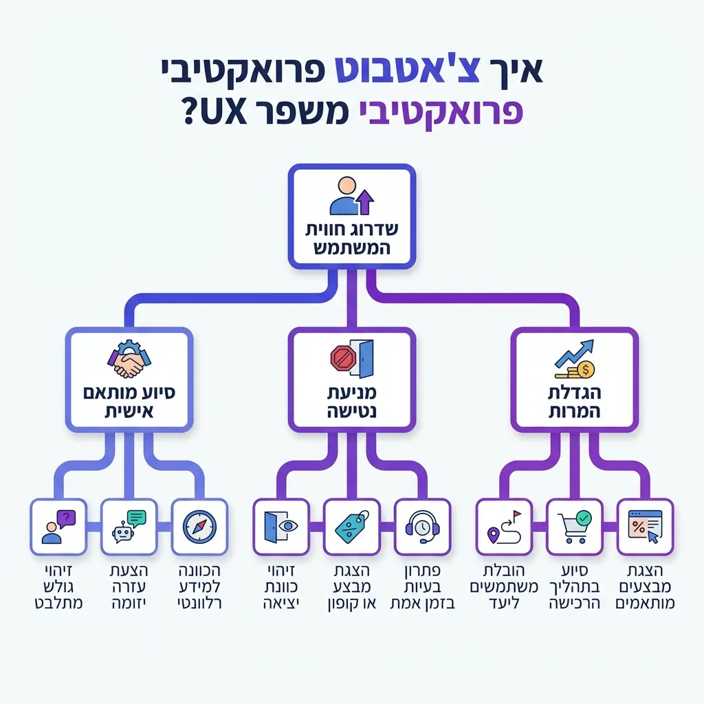 אינפוגרפיקה — איך צ'אטבוט פרואקטיבי משפר UX?: שדרוג חווית המשתמש